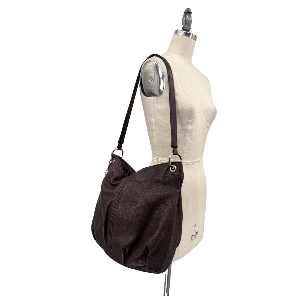 SAS‎ Brown Leather Shoulder Bag Made In USA Soft Pebbled Leather Handbag